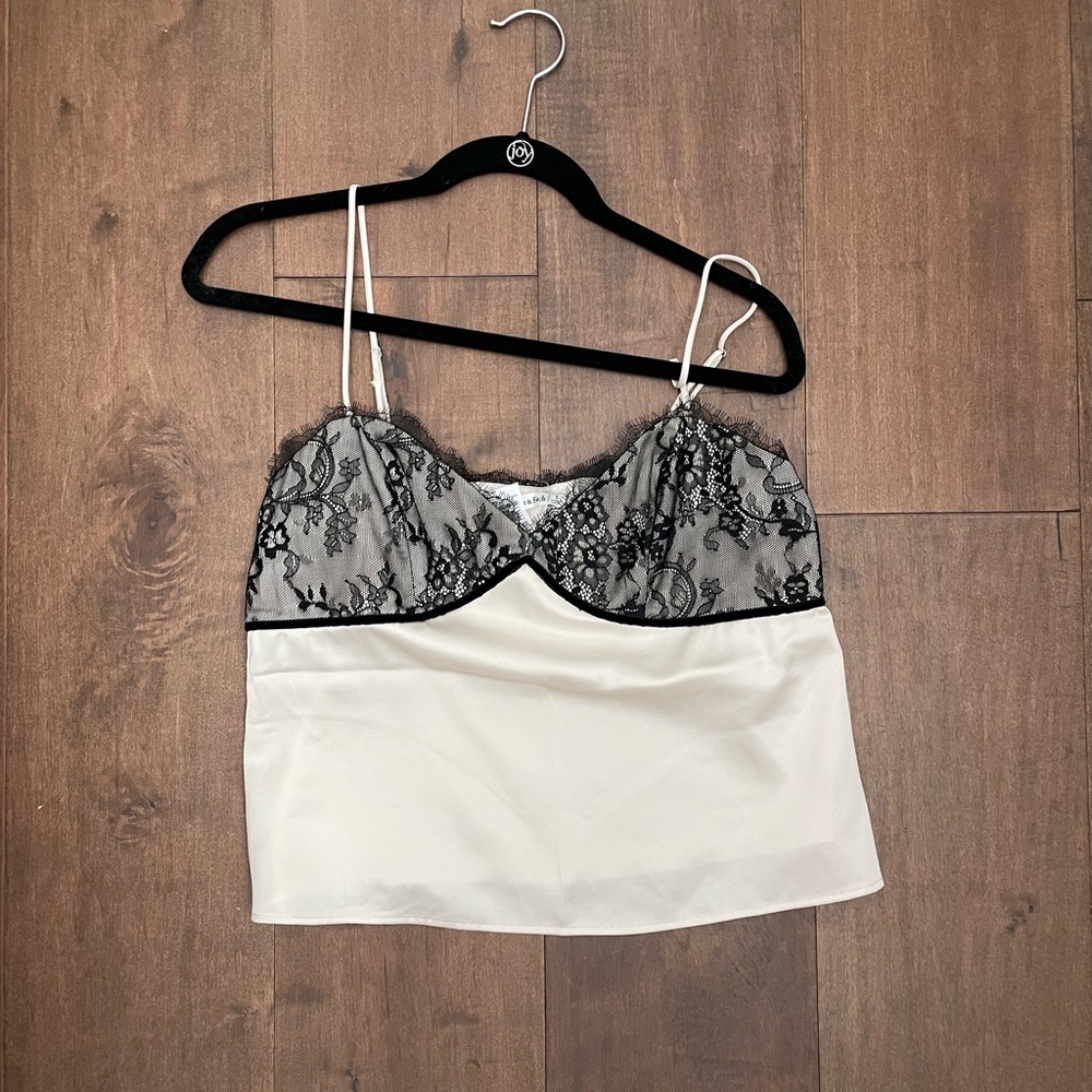 Abercrombie & Fitch Cream and Black Lace Babydoll Cami